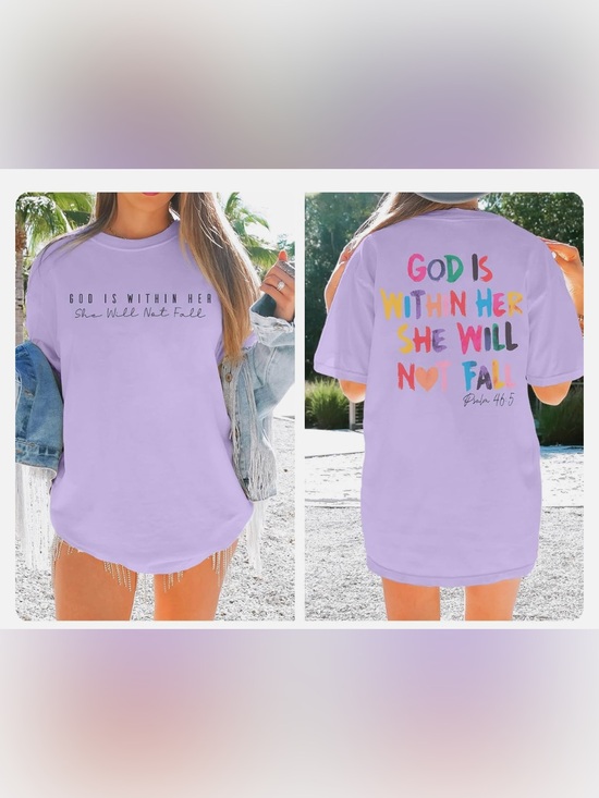 Tops - Lavender Graphic Tee - God Is Within Her